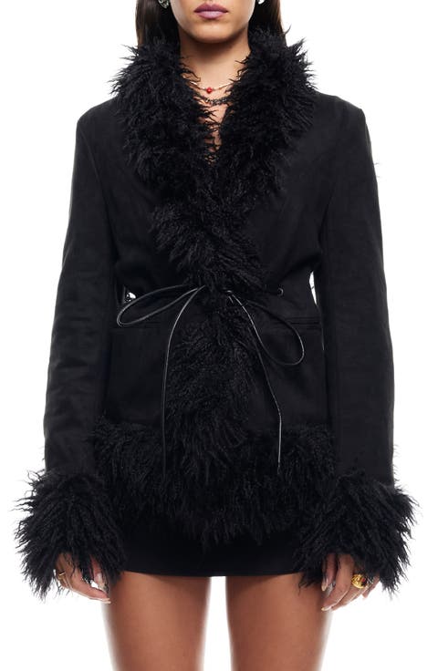 Oui Oui Coat with Faux Fur Trim