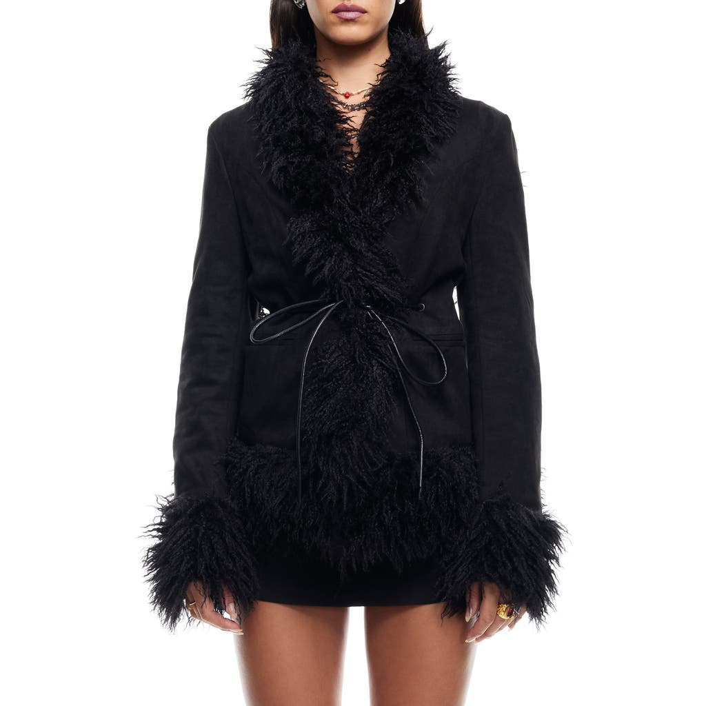 Lioness Oui Oui Coat With Faux Fur Trim In Ink