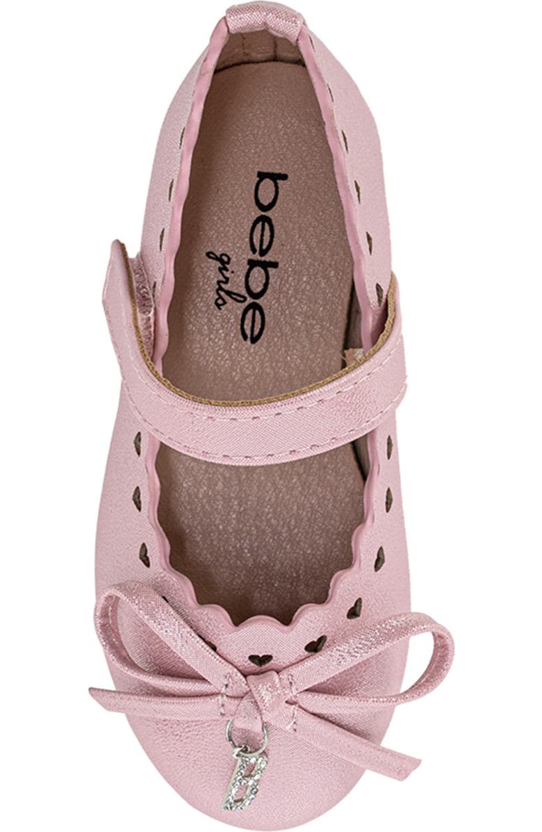 bebe Gigi Heart Perforated Mary Jane Flat, Alternate, color, Light Pink