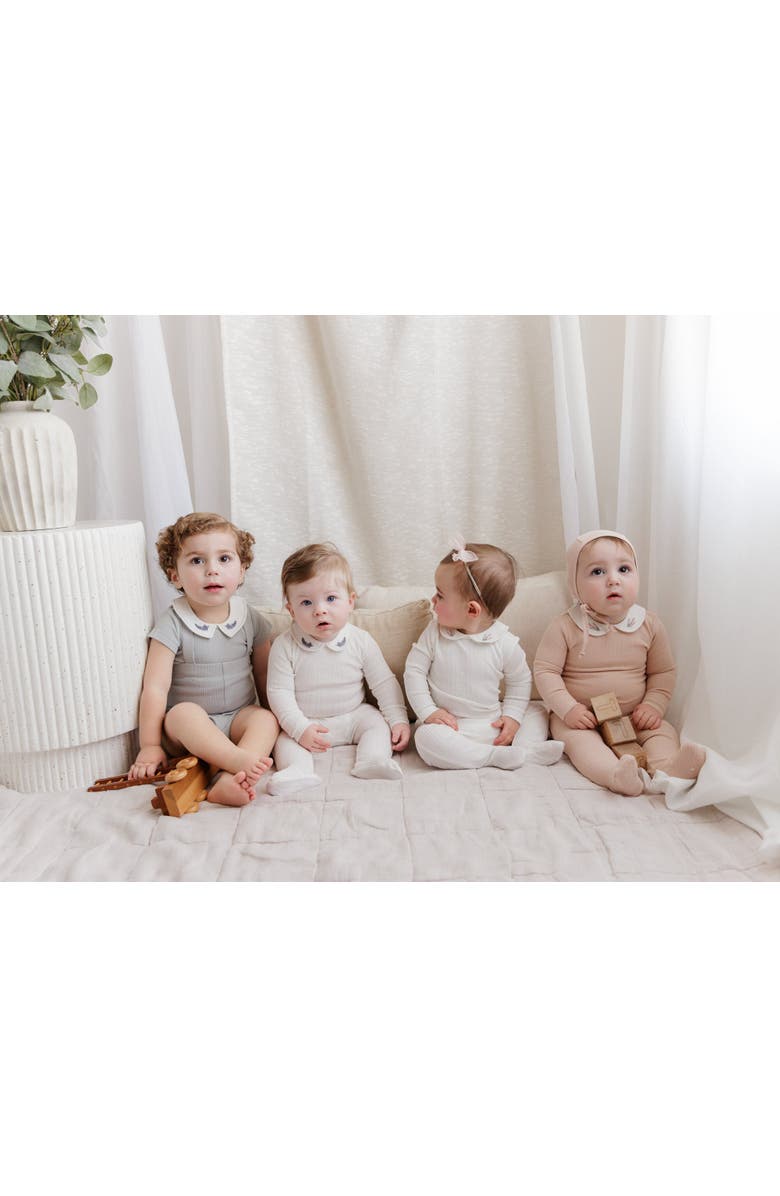 Ely's & Co. Organic Cotton Embroidered Collar Collection - Footie, Alternate, color, Ivory Leaf