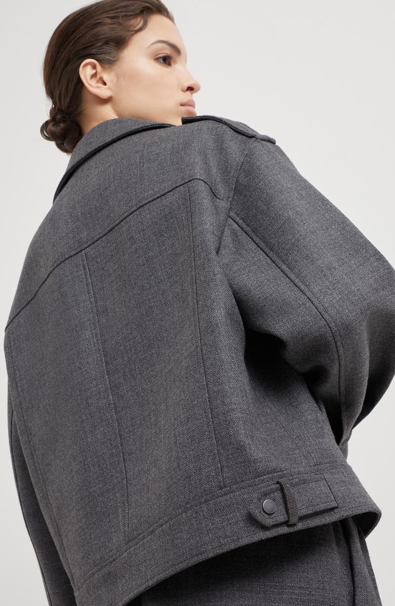 Brunello Cucinelli Virgin wool biker jacket, Alternate, color, 