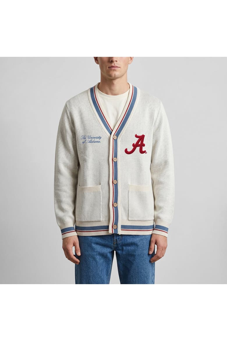 Unisex Uscape Apparel Natural Alabama Crimson Tide Americana Striped Full-Button Cardigan, Main, color, Natural