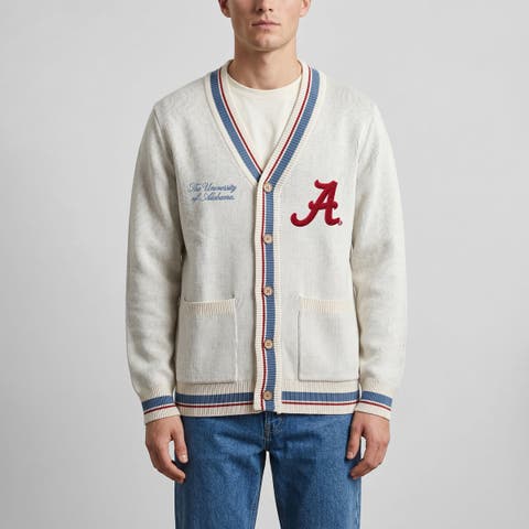 Unisex Uscape Apparel Natural Alabama Crimson Tide Americana Striped Full-Button Cardigan