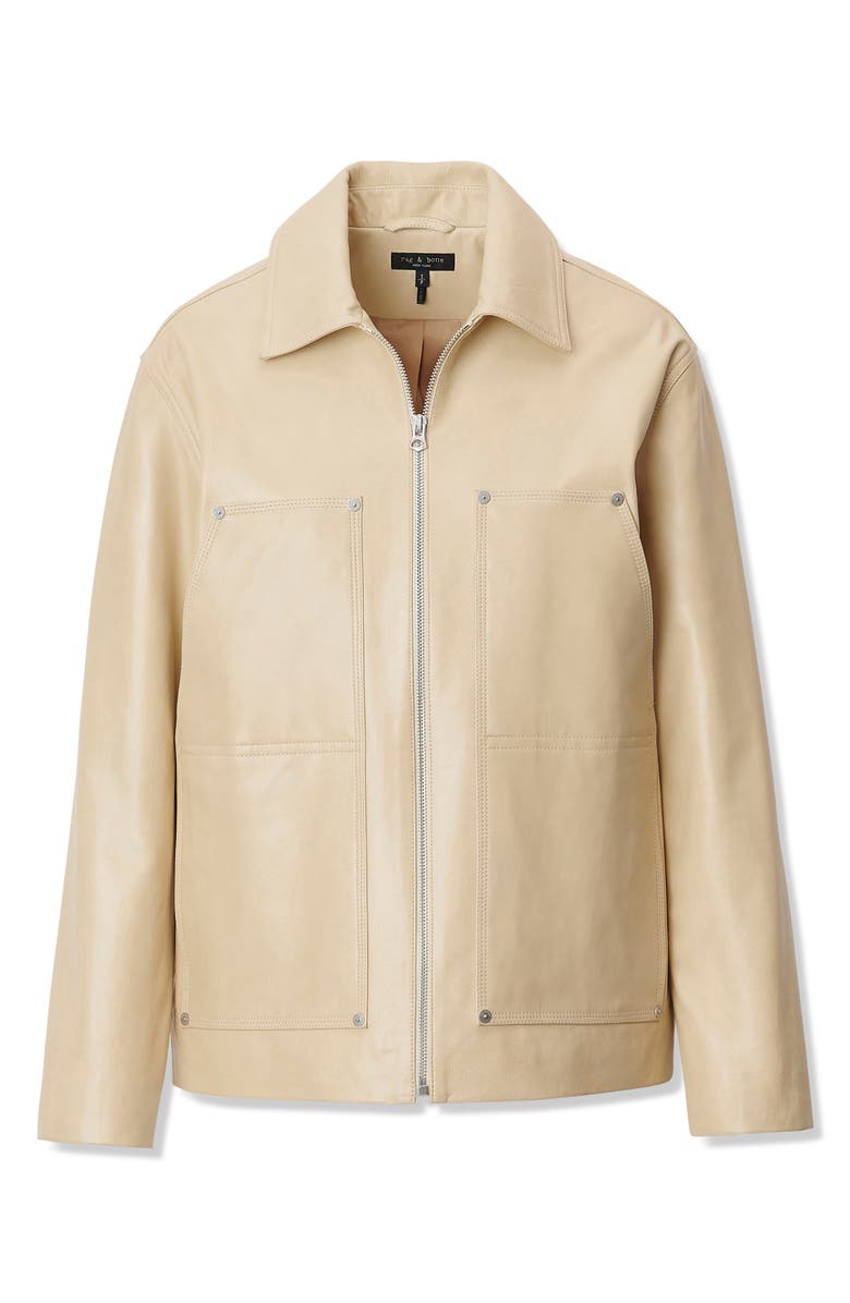 rag & bone Sid Leather Jacket, Alternate, color, Pale Yellow