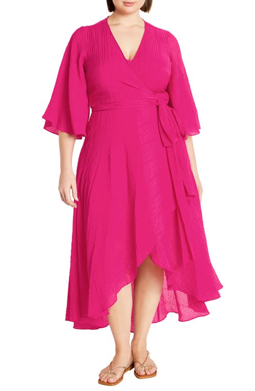 City Chic Fiona High/low Wrap Maxi Dress In Pink