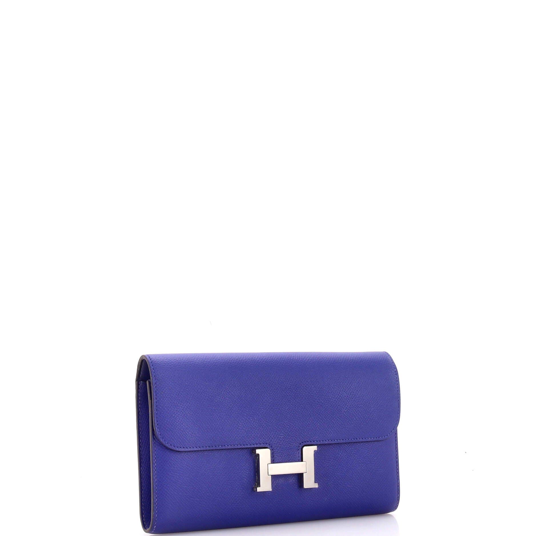 Pre-Owned Hermes Constance Wallet Epsom Long, Alternate, color, Bleu Electrique