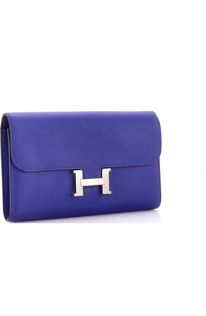 Pre-Owned Hermes Constance Wallet Epsom Long, Alternate, color, Bleu Electrique