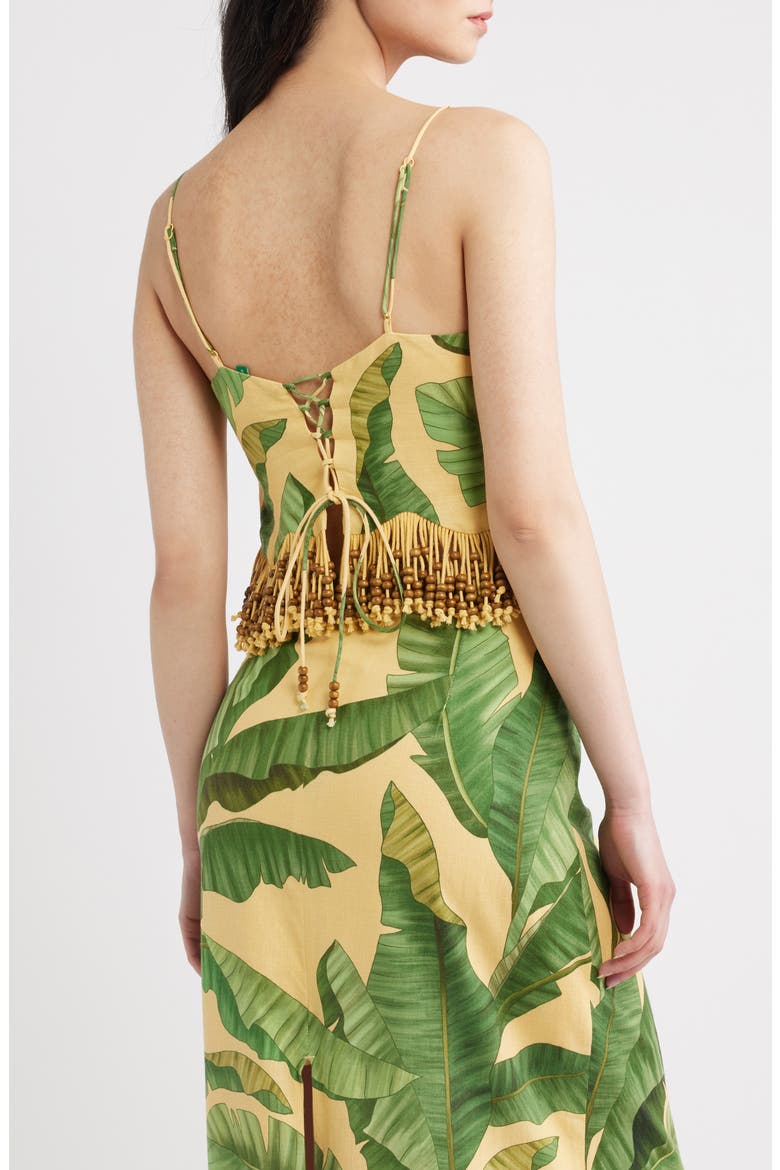 Botanical Fruit Print Beaded Fringe Top, Alternate, color, FRUIT LEAVES BANANA
