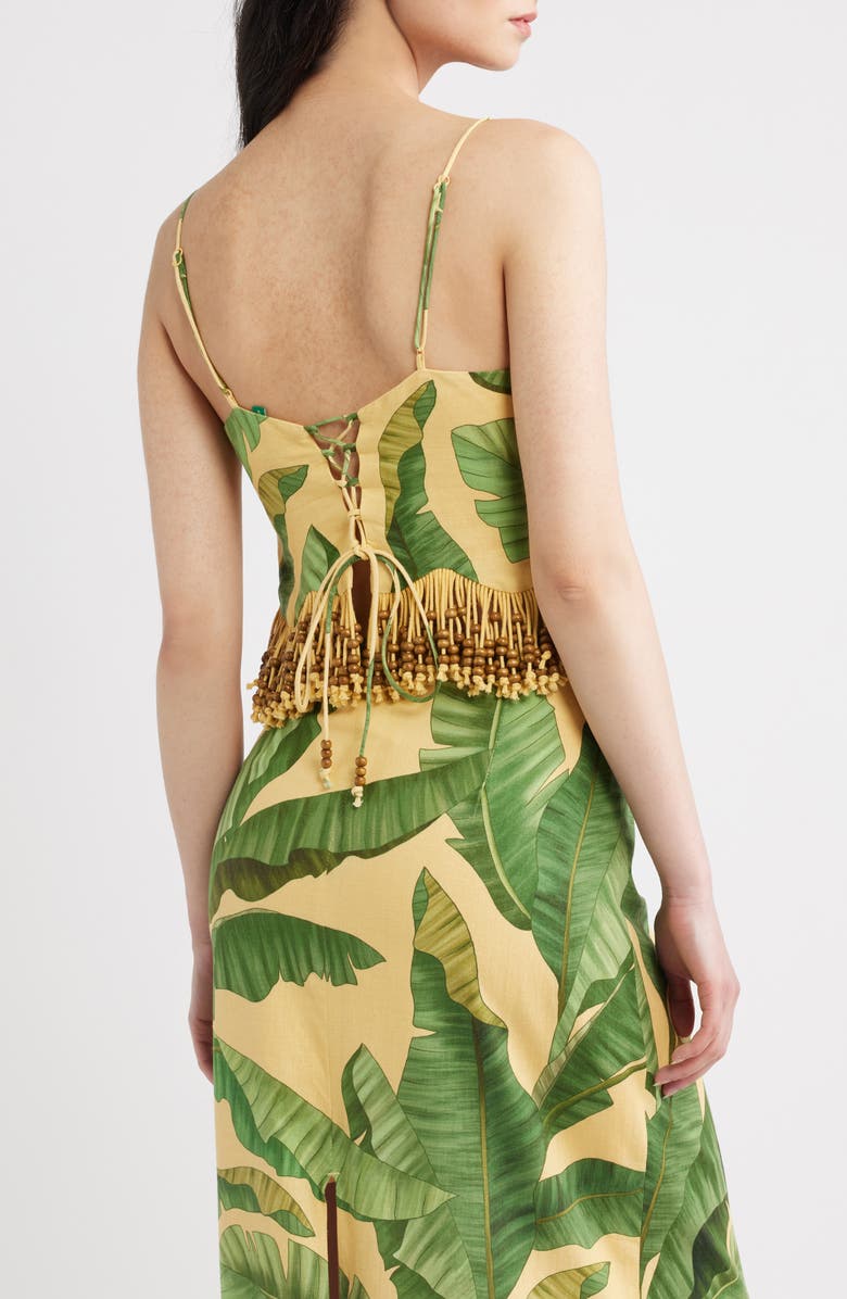 FARM Rio Botanical Fruit Print Beaded Fringe Top, Alternate, color, Fruit Leaves Banana