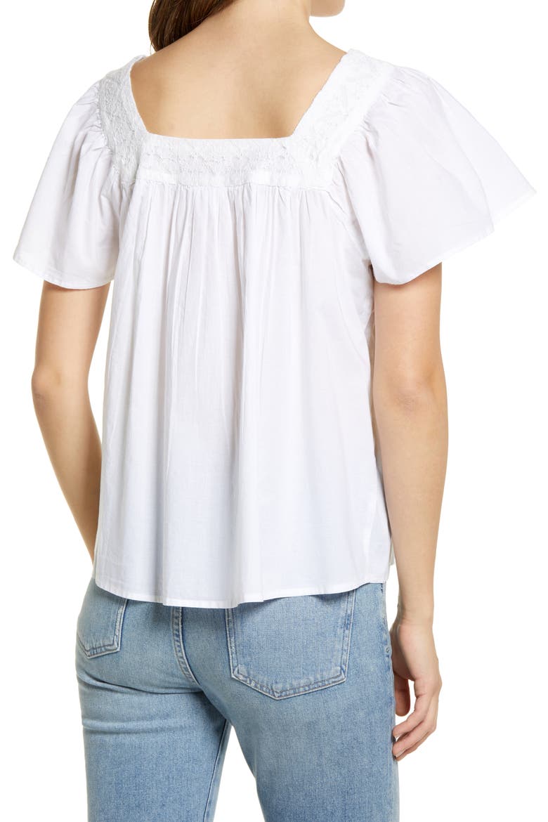 Lace Detail Top, Alternate, color, WHITE