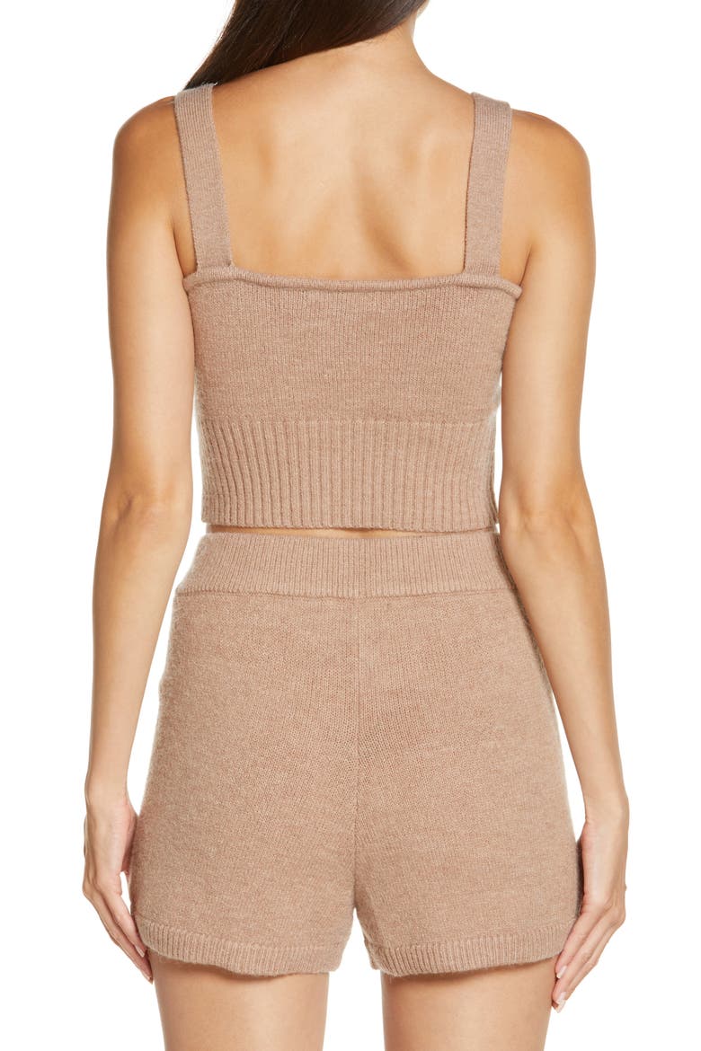 Rhinestone Button Cardigan & Crop Camisole Set, Alternate, color, WARM SAND