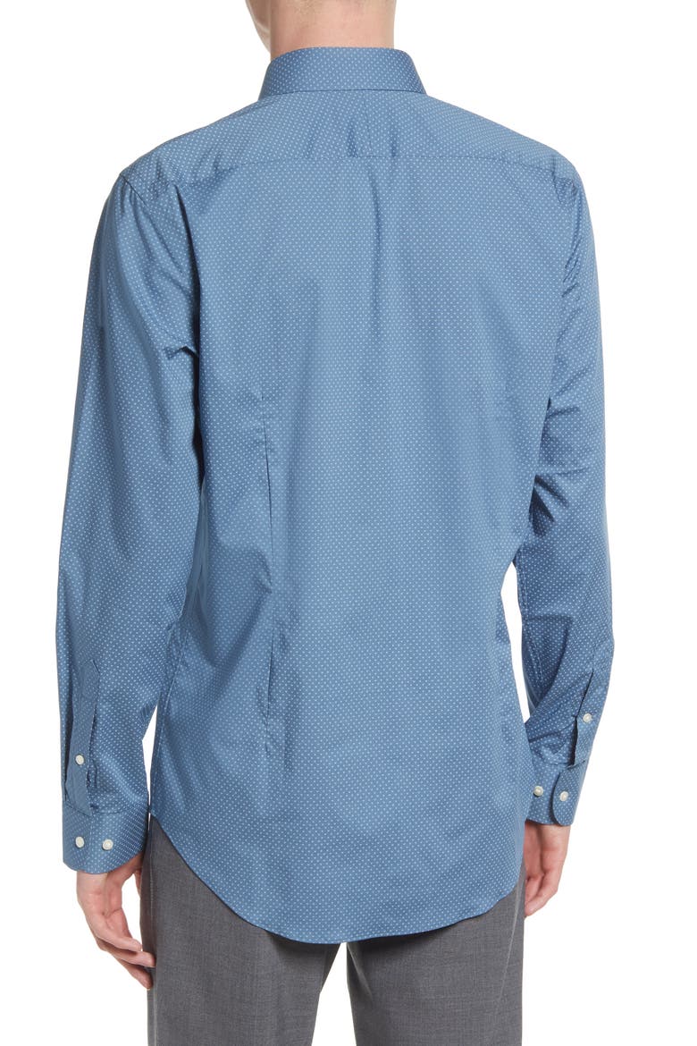 Extra Trim Fit Neat Non-Iron Cotton Dress Shirt, Alternate, color, BLUE CAPTAIN LUXE TRIDOTS