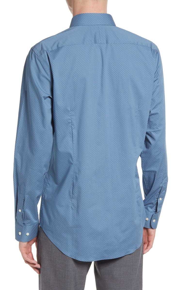 Nordstrom Extra Trim Fit Neat Non-Iron Cotton Dress Shirt, Alternate, color, 