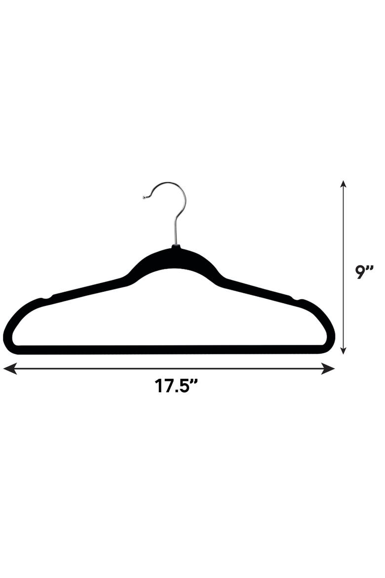 100 Piece Velvet Slim Hangers, Alternate, color, Black