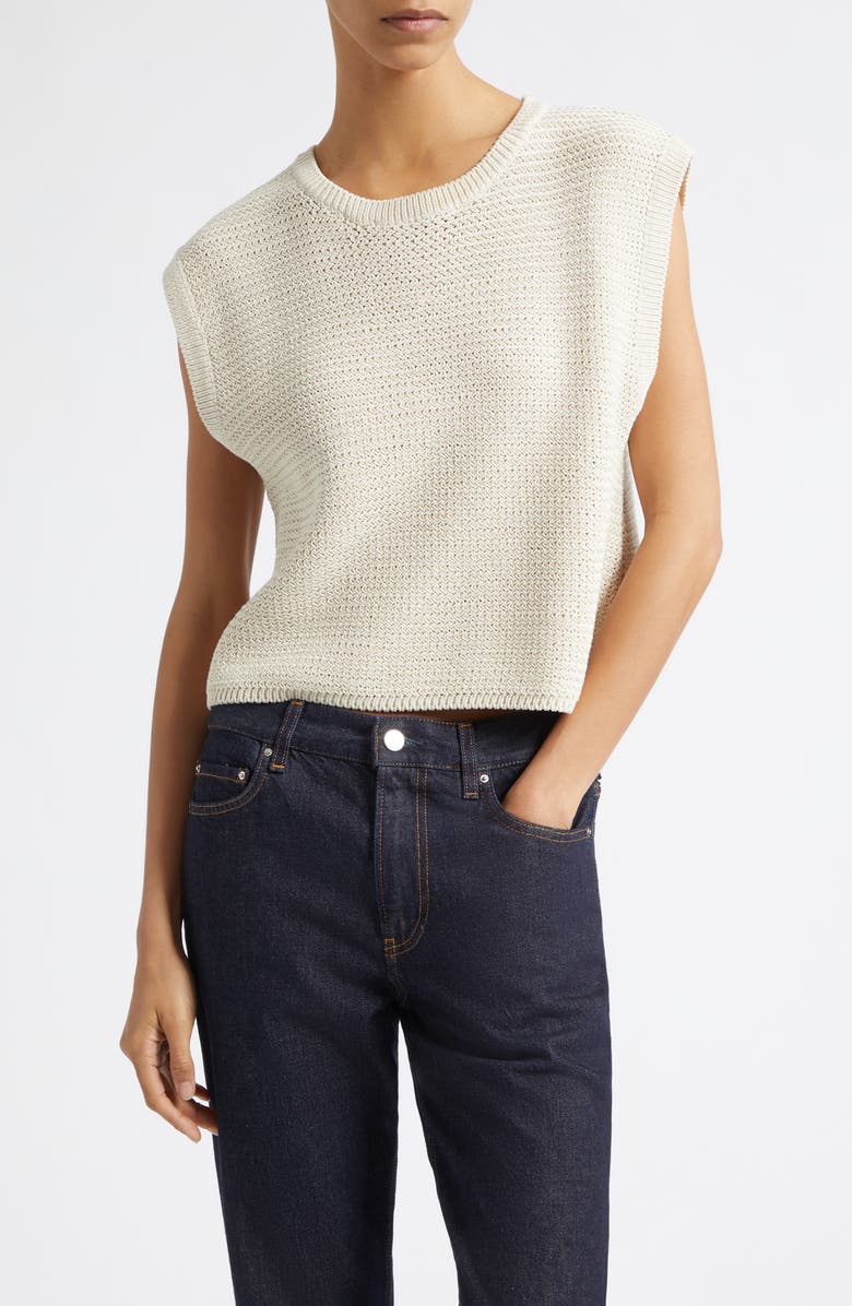 Derek Lam 10 Crosby Vivienne Cap Sleeve Sweater, Main, color, Marshmallow