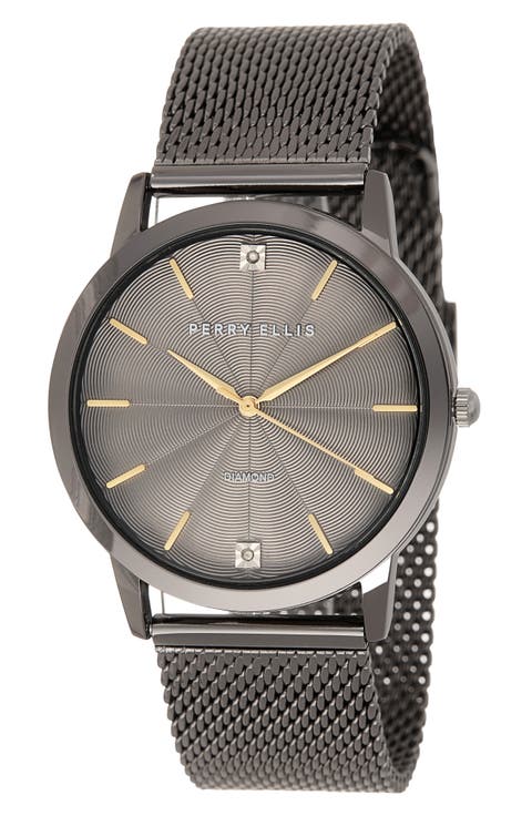 Slim Diamond Mesh Bracelet Watch, 41mm