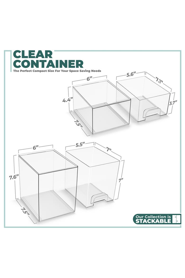 2-Piece Stackable Drawer Set, Alternate, color, CLEAR