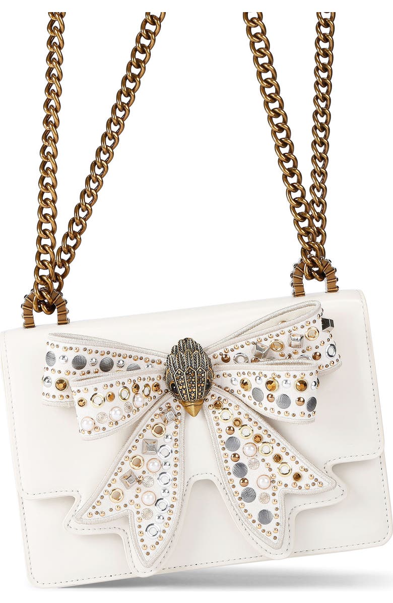 Kurt Geiger London Small Shoreditch Bow Convertible Leather Crossbody Bag, Alternate, color, Bone/Comb