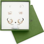 Kate Spade New York spell it out 3-pack studs and huggie hoop earrings