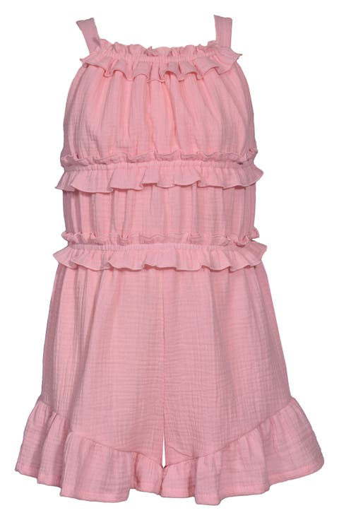 Kids' Ruffle Trim Cotton Gauze Romper (Big Kid)