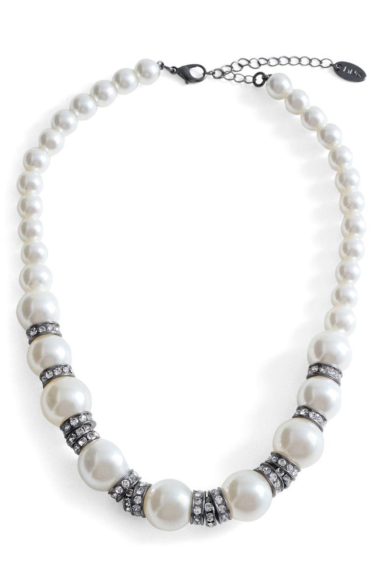 MANGO Mixed Faux Pearl & Crystal Necklace, Main, color, 