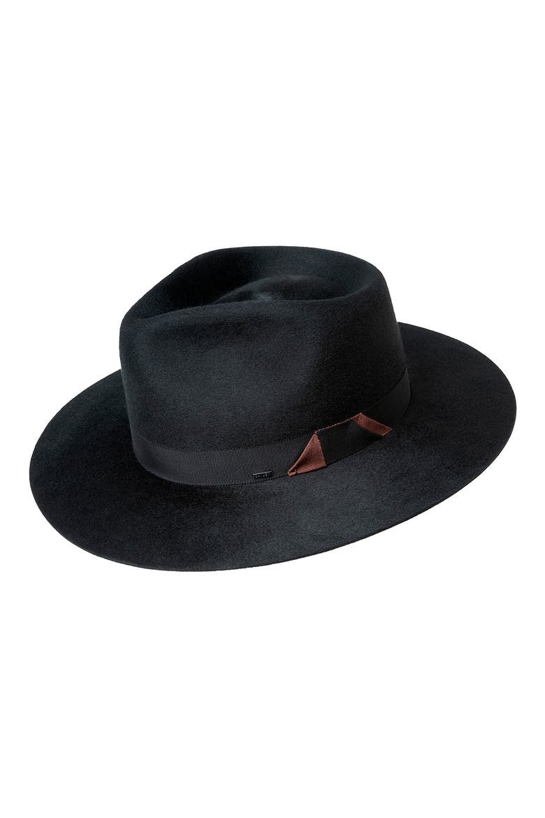 Trevel Wool Felt Fedora, Main, color, BLACK