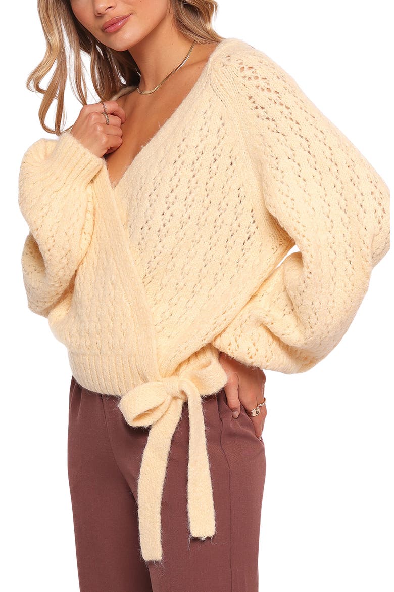 Etta Wrap Cardigan, Alternate, color, BUTTER
