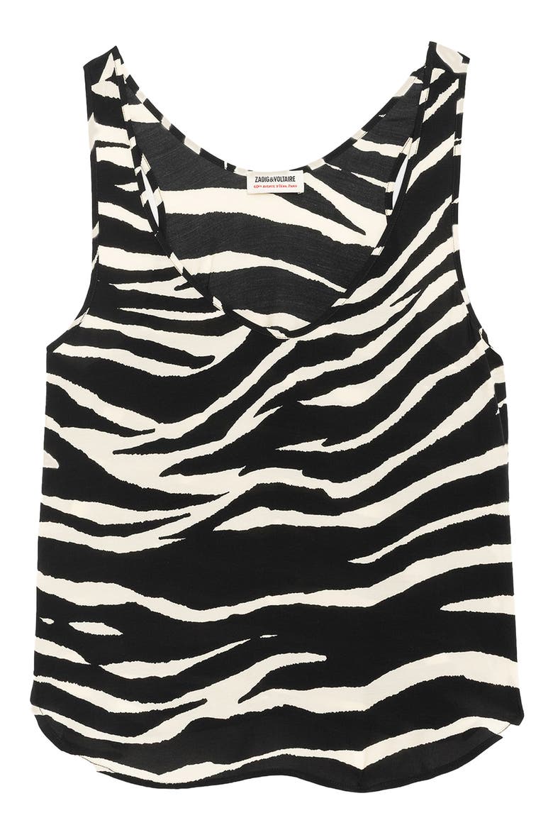 Tarys Zebra Print Tank, Alternate, color, BLACK