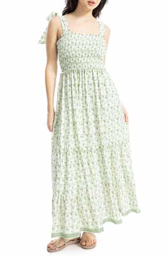 MAX STUDIO Tie Strap Smocked Tiered Sundress
