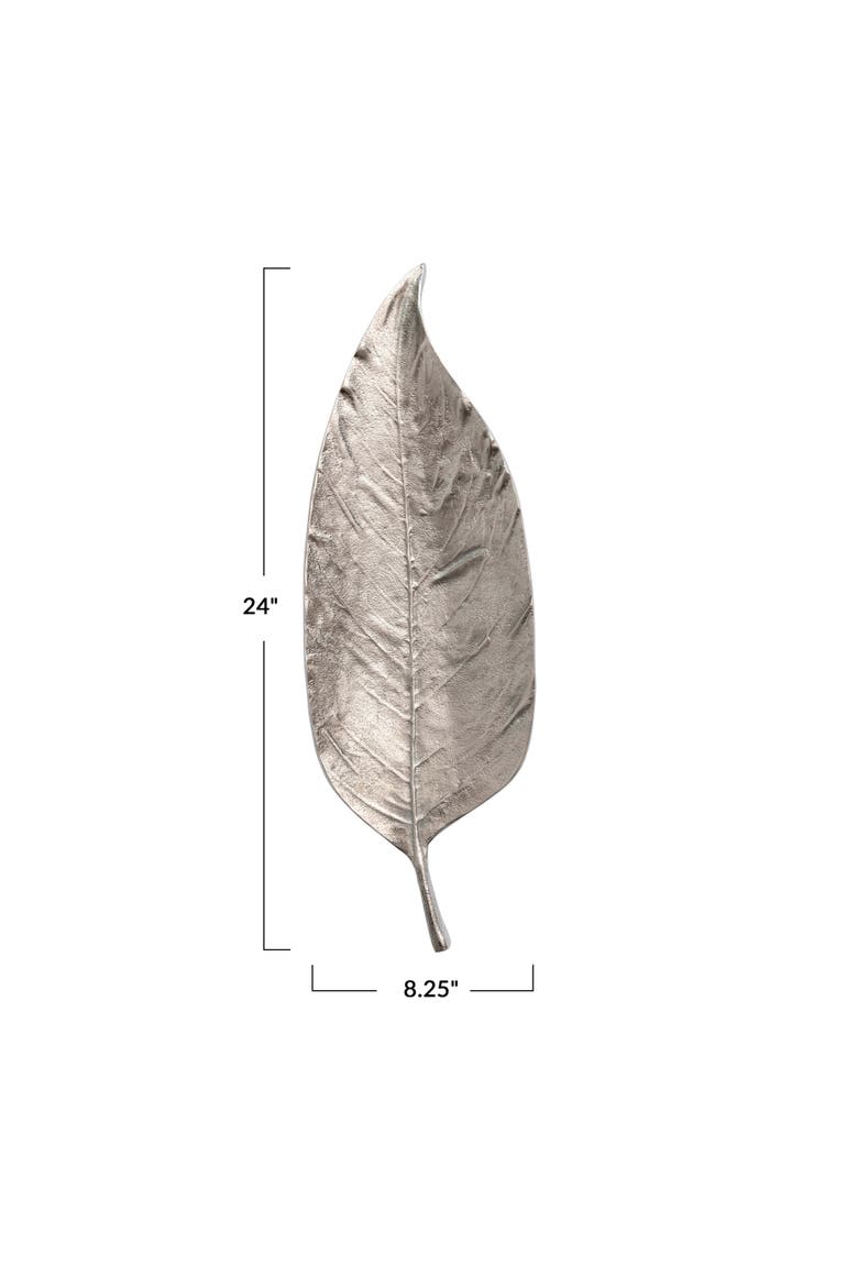 Aluminum Leaf Shaped Tray, Silver Finish, Alternate, color, Silver