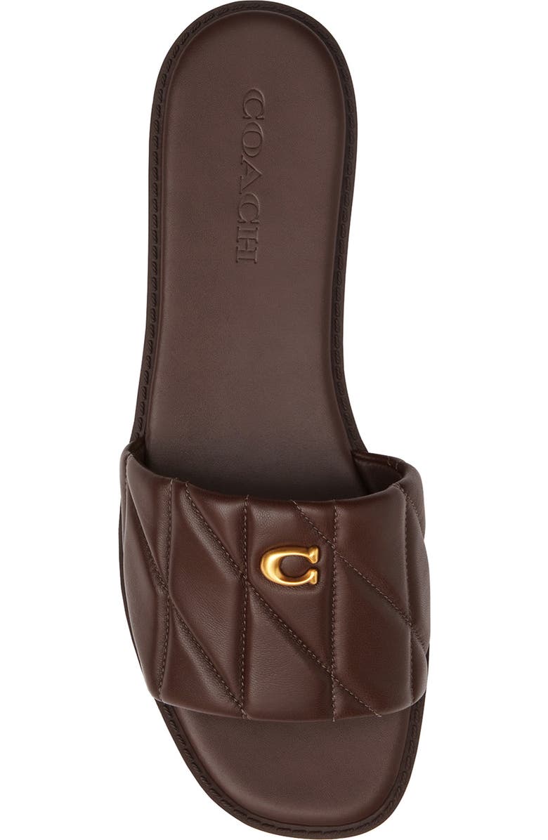 COACH Quilted Flat Slide Sandal, Alternate, color, Maple