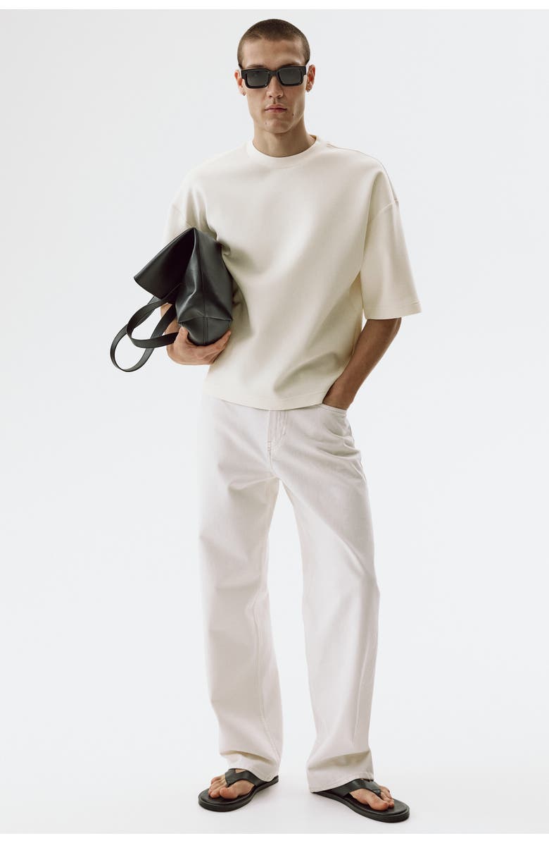 H&M Oversized Fit Scuba Knit T-shirt, Main, color, Cream