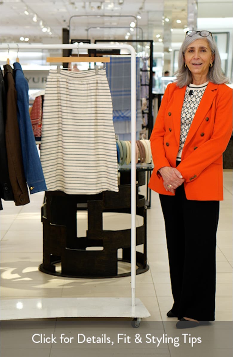 Stripe Cotton Blend Knit A-Line Midi Skirt, sales video thumbnail