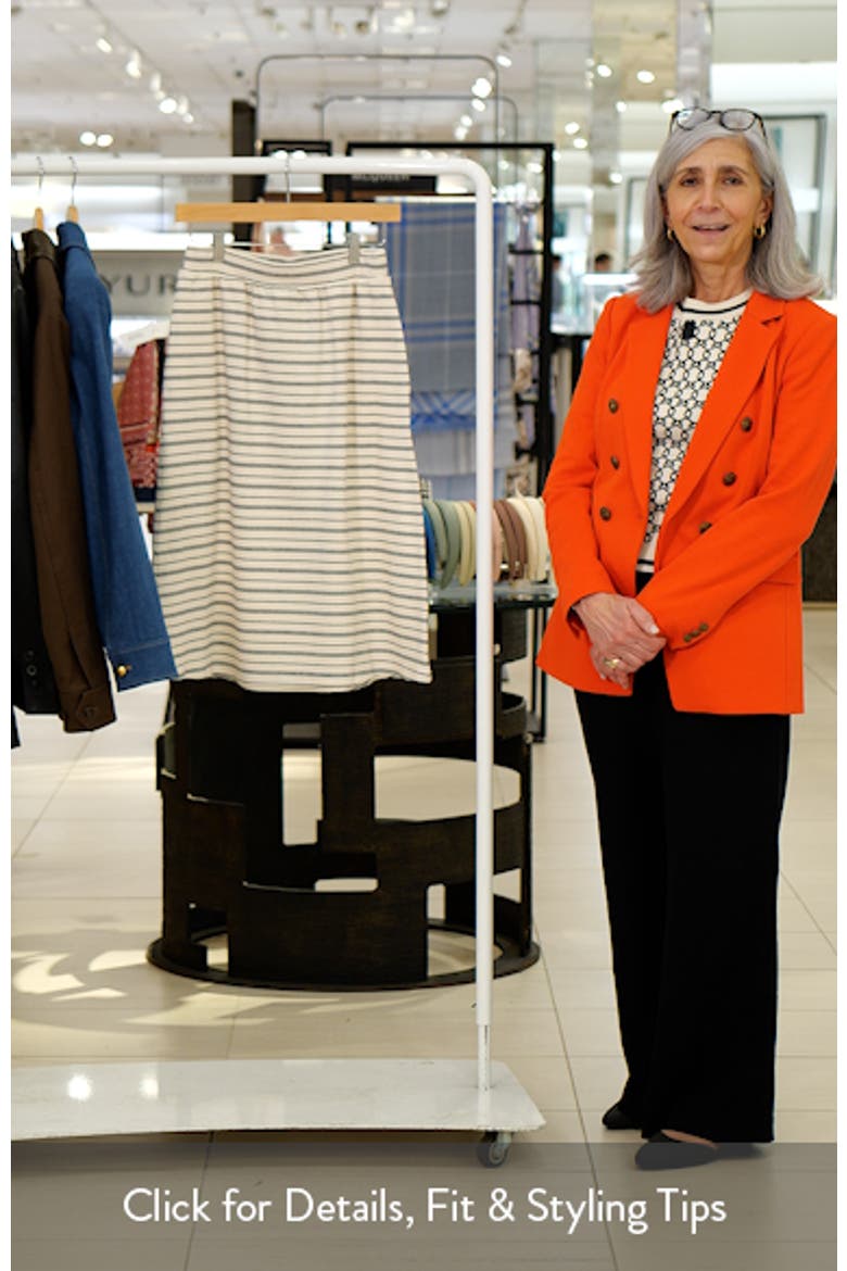 Stripe Cotton Blend Knit A-Line Midi Skirt video