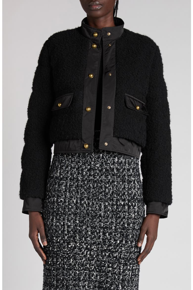 Blandy Bouclé Down Jacket, Main, color, BLACK