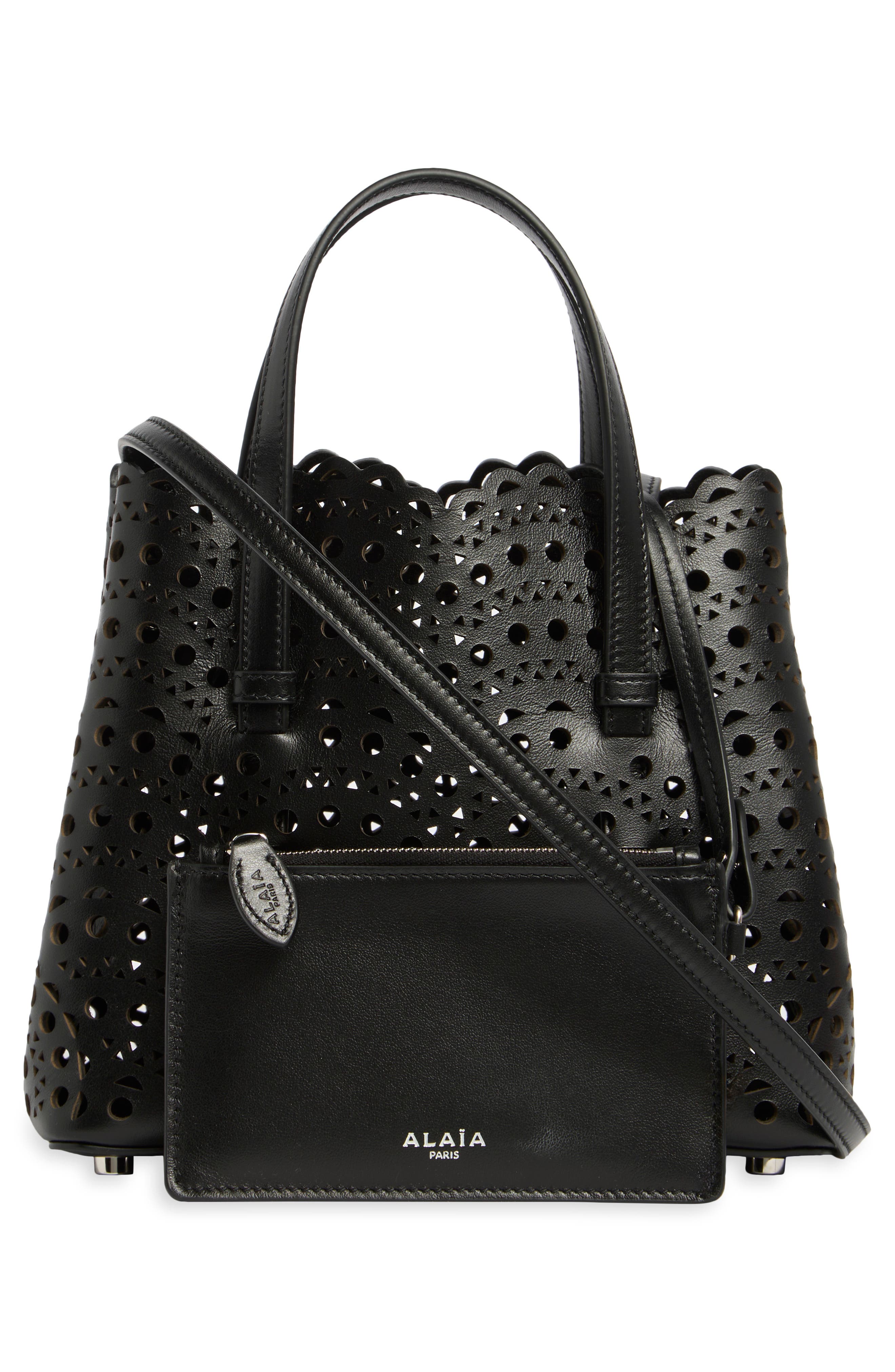 Mina Leather Top Handle Bag, Alternate, color, NOIR 999
