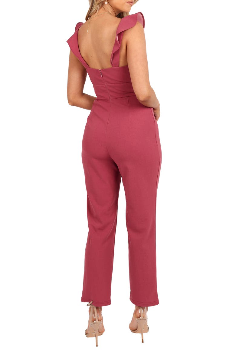 Mirabelle Ruffle Jumpsuit, Alternate, color, DARK ROSE