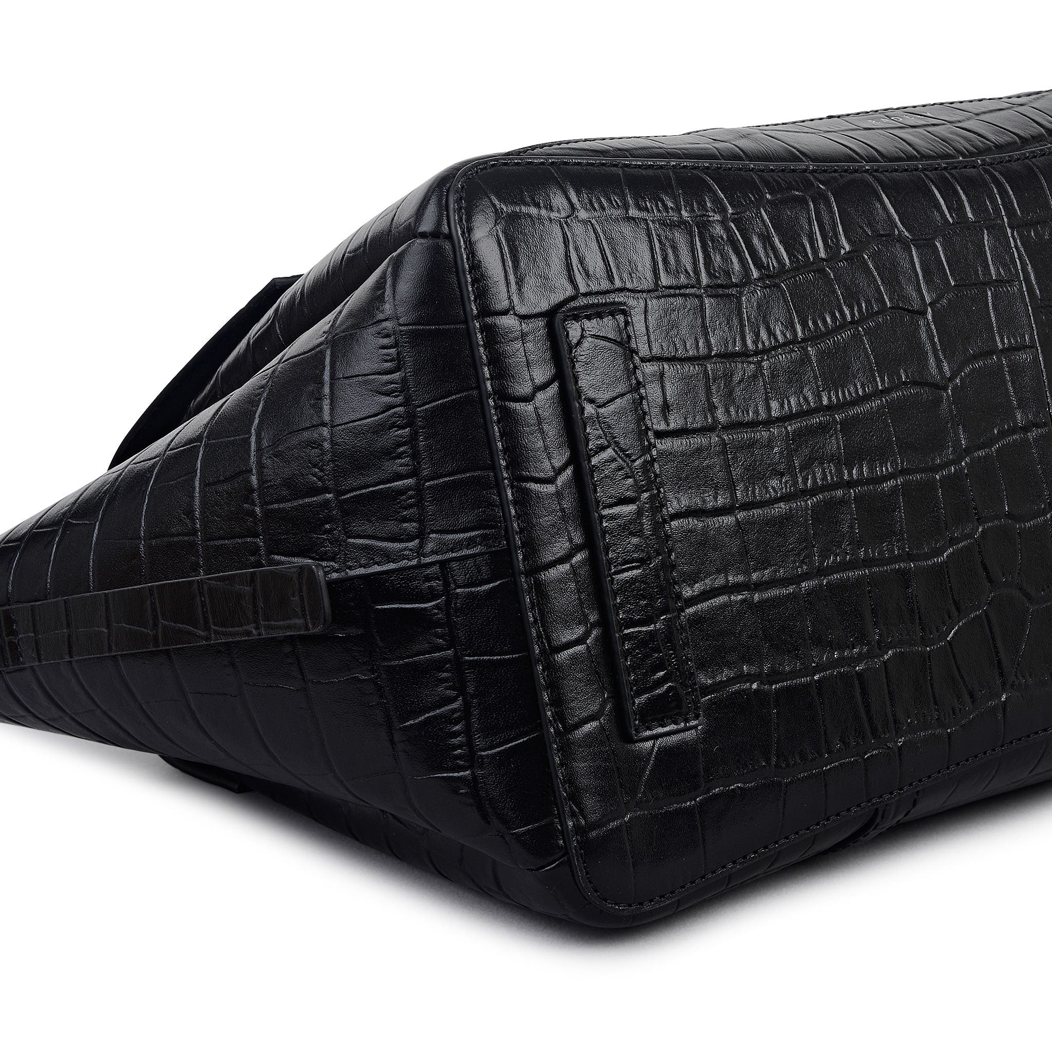 Radley The Chancery - Faux Croc Medium Flapover Shoulder Bag, Alternate, color, Black