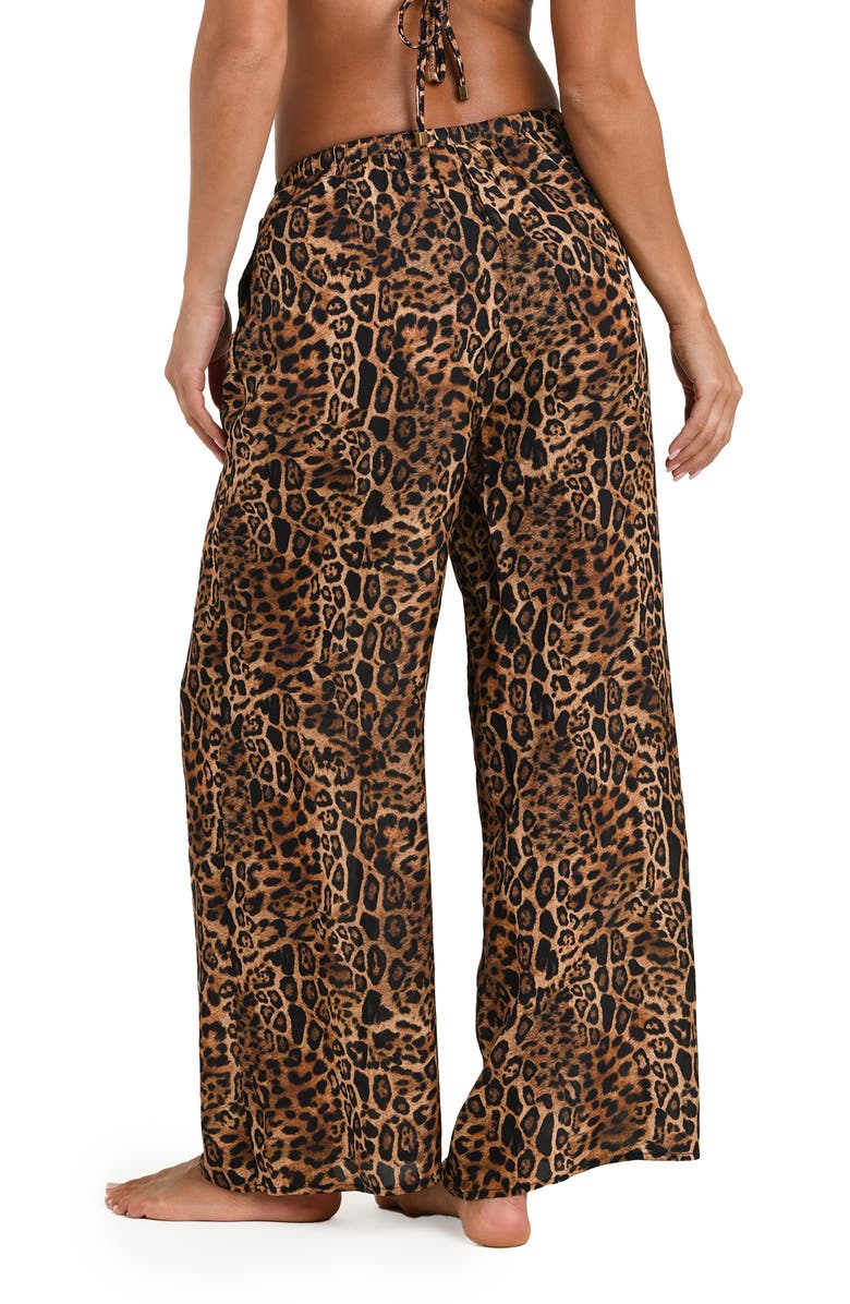 L'AGENCE Geraldine Leopard Cover-Up Pants, Alternate, color, Natural