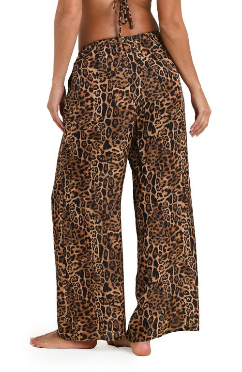 L'agence Geraldine Patch Leopard Pants Swim Cover-up In Brown