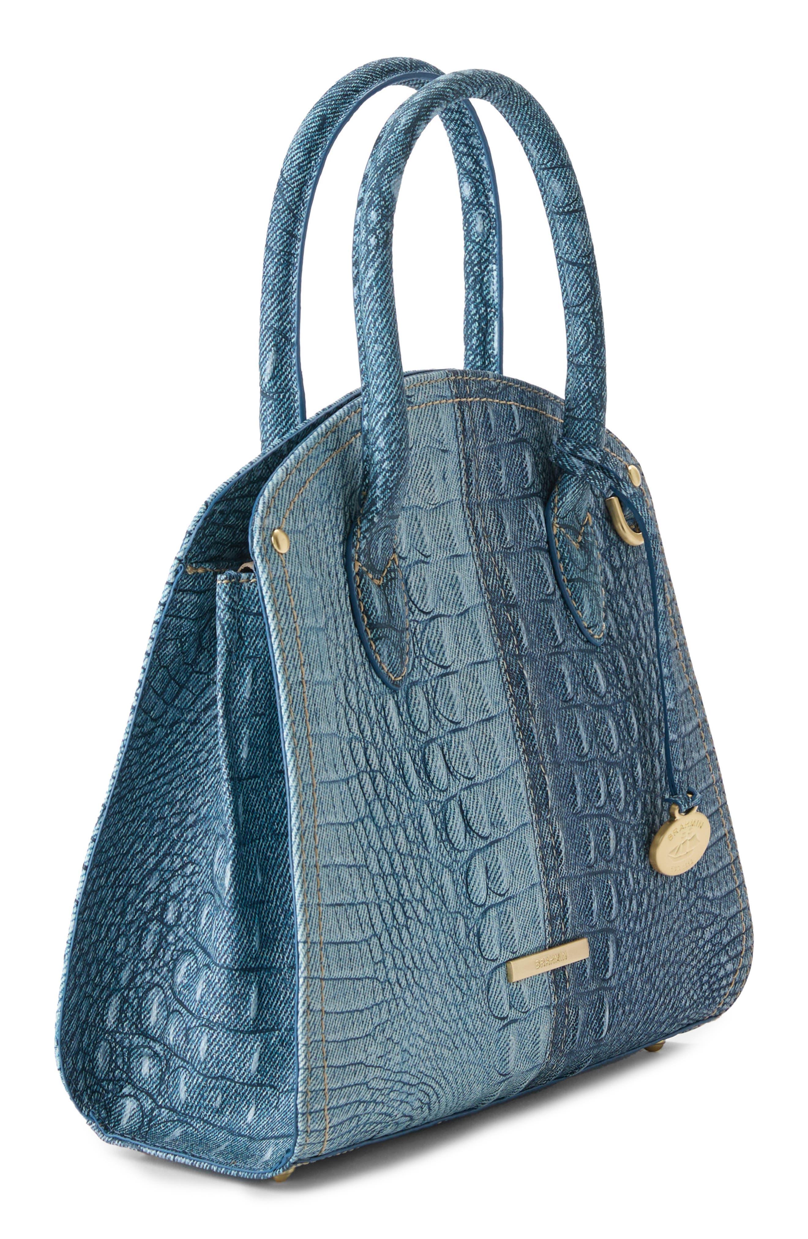 Brahmin Rosetta Croc Embossed Leather Satchel, Alternate, color, 