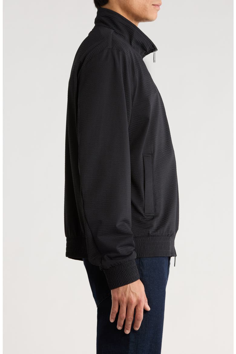 Seersucker Bomber Jacket, Alternate, color, SOLID BLACK