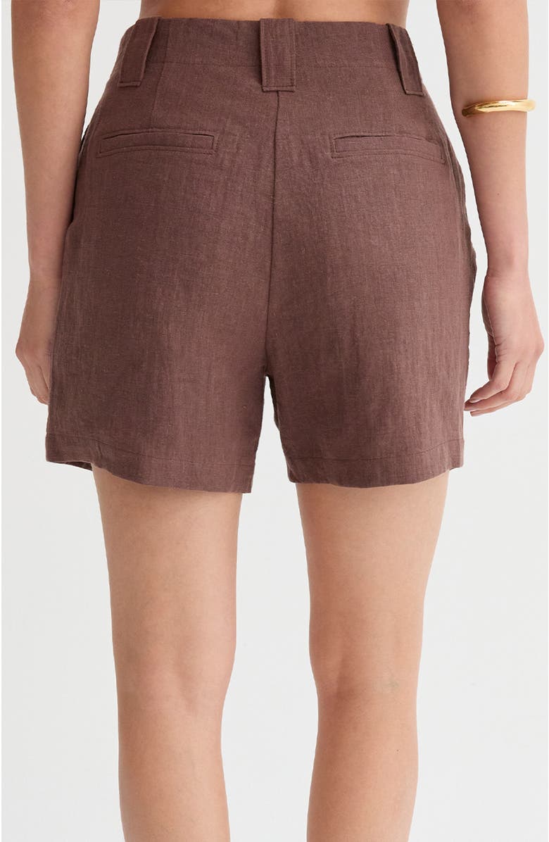 CRESCENT Pleated Linen Shorts, Alternate, color, Brown