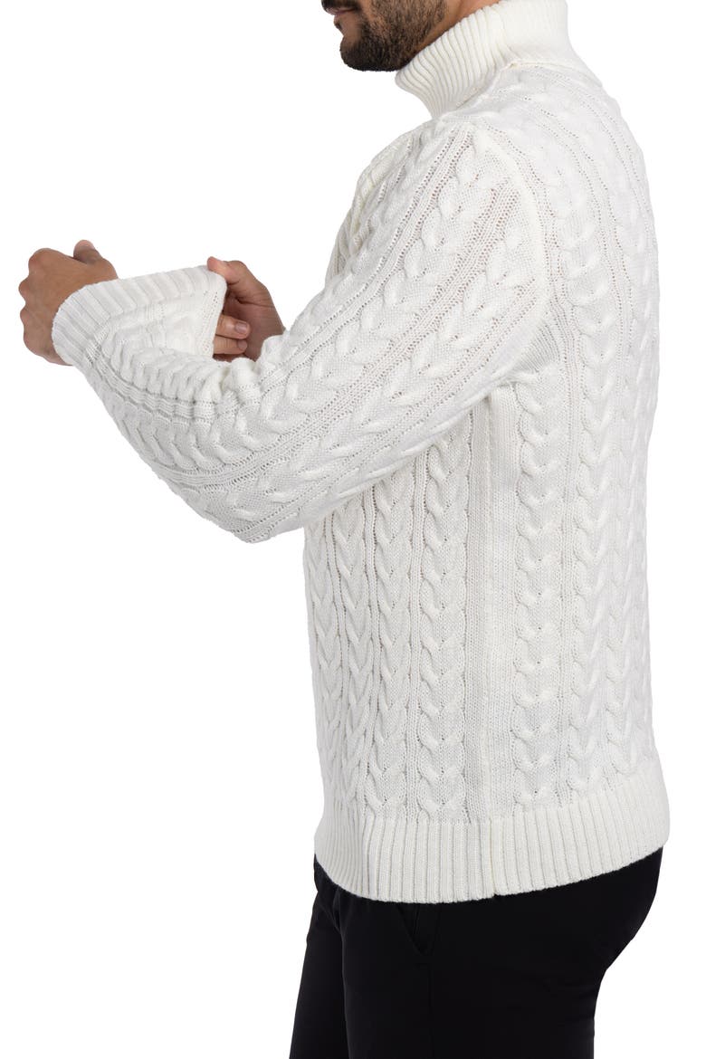 Cable Knit Turtleneck Sweater, Alternate, color, CREAM