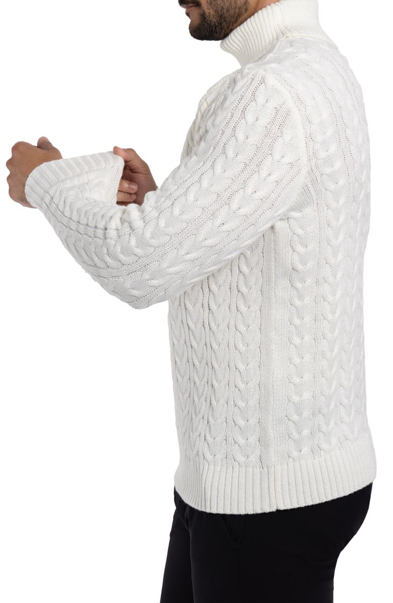 XRAY Cable Knit Turtleneck Sweater, Alternate, color, Cream