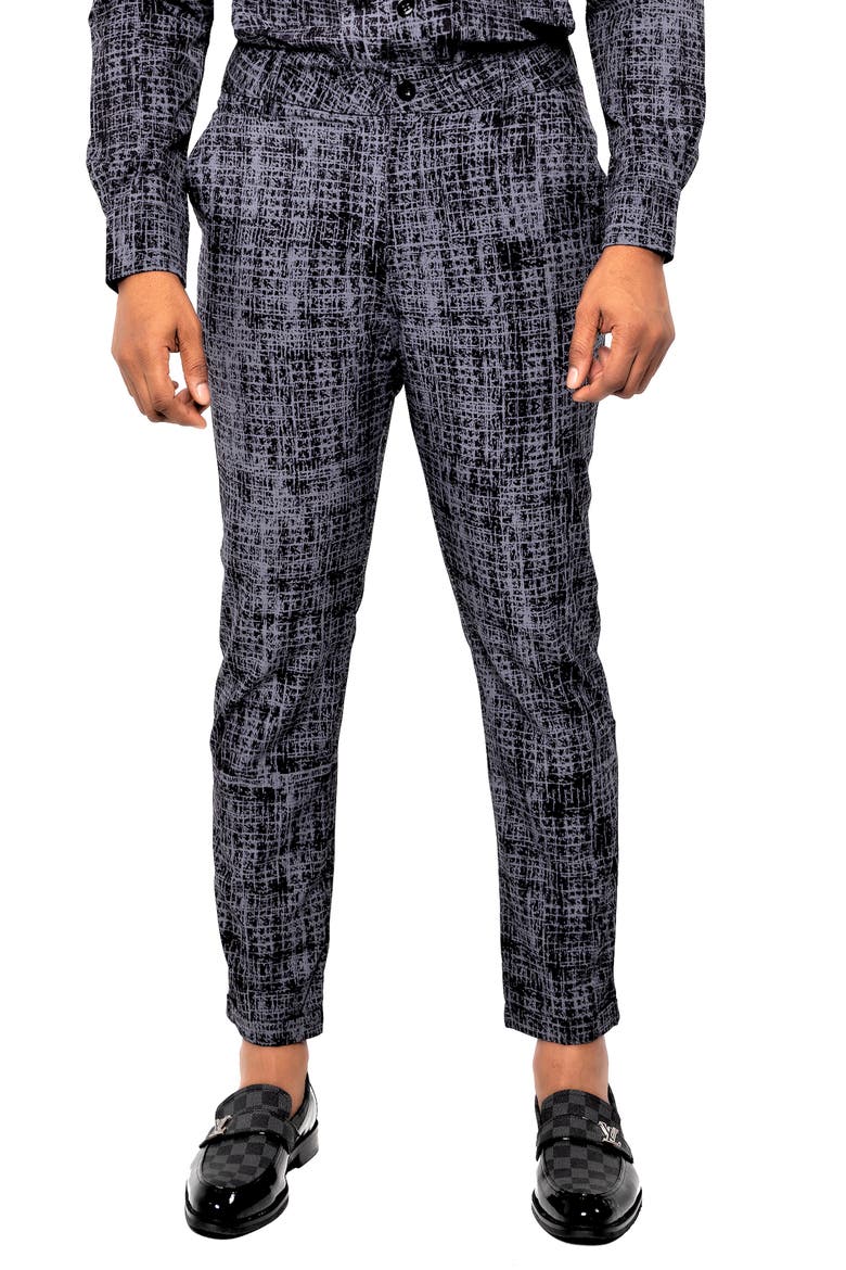 Printed Straight Leg Pants, Main, color, BLACK