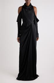 Givenchy Draped Cold Shoulder Column Gown