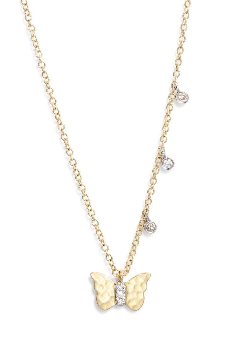 Butterfly Pendant Necklace, Main, color, YELLOW