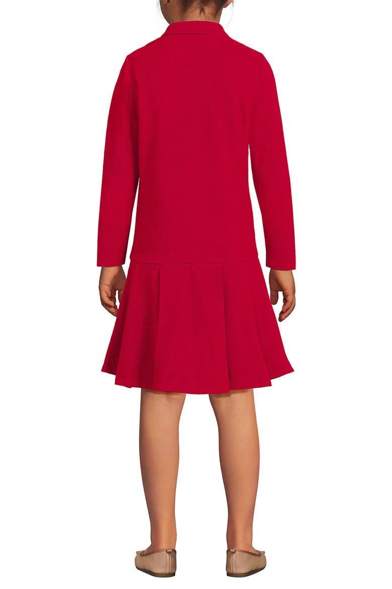 Girls Long Sleeve Mesh Pleated Polo Dress, Alternate, color, Red