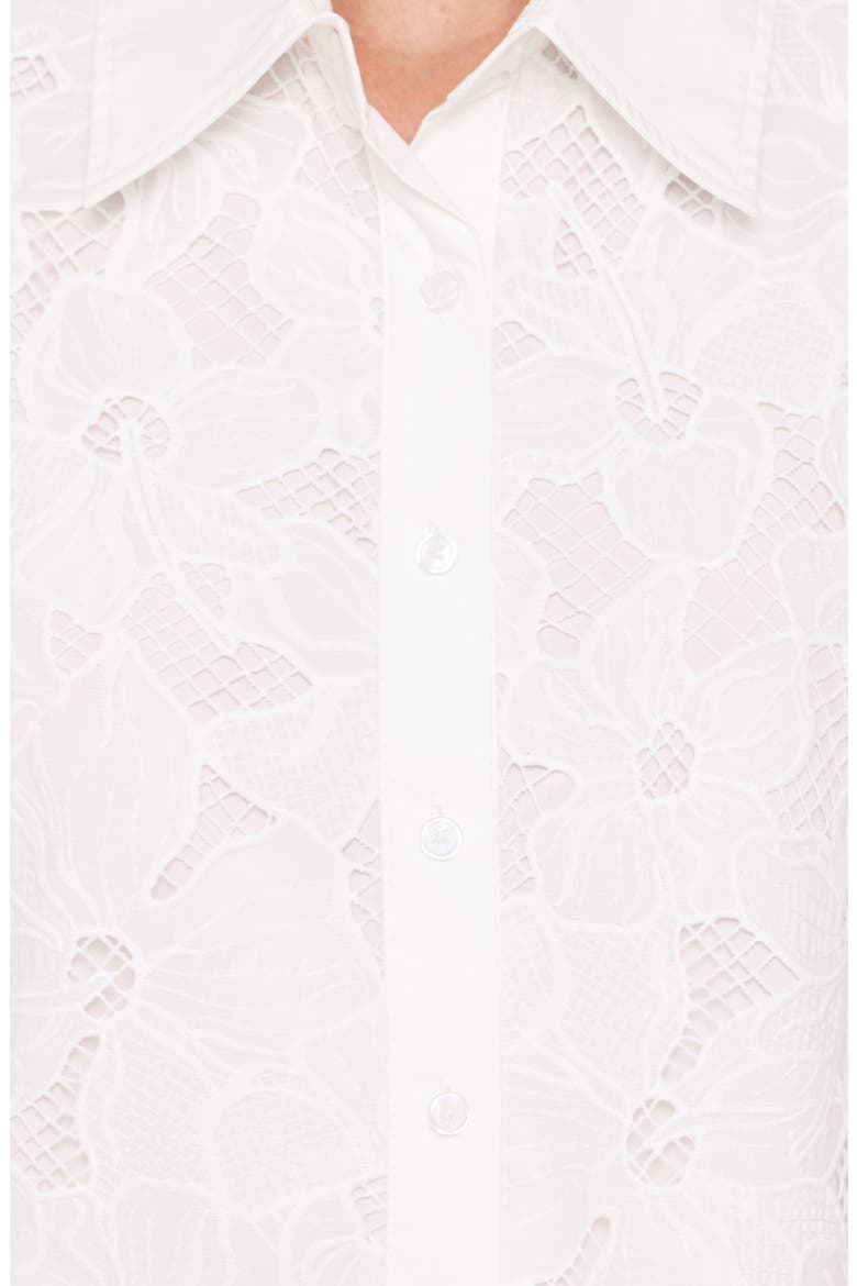 Fidelma Floral Cutwork Embroidery Button-Up Shirt, Alternate, color, WHITE